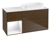 Тумба под раковину Villeroy & Boch Finion 120х50,1 см с подсветкой МДФ шпон грецкого ореха/стекло белое матовое G681GFGN