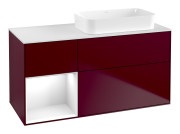 Тумба под раковину Villeroy & Boch Finion 120х50,1 см с подсветкой МДФ пион матовый лак/стекло белое матовое G681GFHB