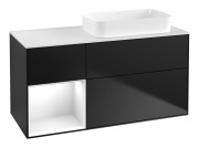 Тумба под раковину Villeroy & Boch Finion 120х50,1 см с подсветкой МДФ черный матовый лак/стекло белое матовое G681GFPD