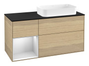 Тумба под раковину Villeroy & Boch Finion 120х50,1 см с подсветкой МДФ шпон дуба/стекло черное матовое F682MTPC