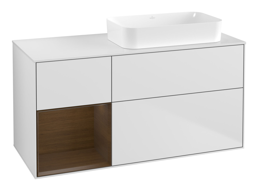 Тумба под раковину Villeroy & Boch Finion 120х50,1 см с подсветкой МДФ белый матовый лак/стекло белое матовое G681GNMT