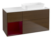 Тумба под раковину Villeroy & Boch Finion 120х50,1 см с подсветкой МДФ шпон грецкого ореха/стекло белое матовое G681HBGN