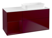 Тумба під раковину Villeroy & Boch Finion 120х50,1 см із підсвічуванням МДФ півонія матовий лак/скло біле матове G681HBHB