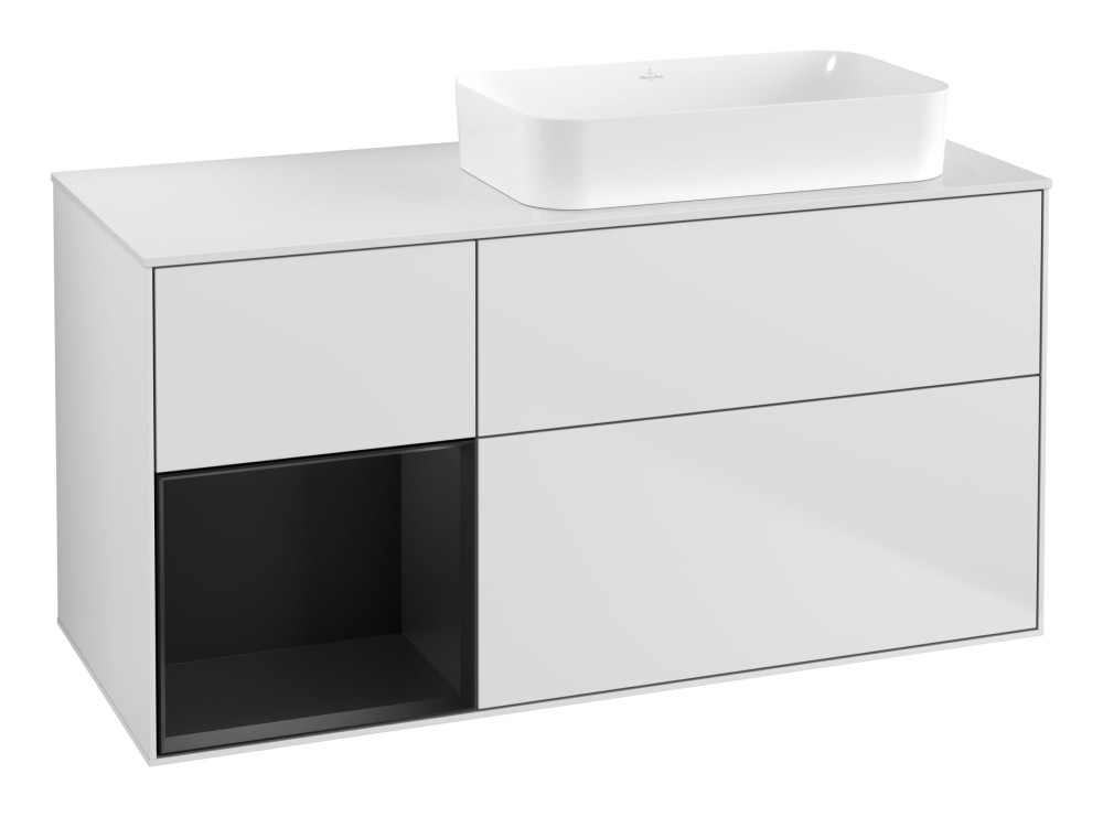 Тумба под раковину Villeroy & Boch Finion 120х50,1 см с подсветкой МДФ белый матовый лак/стекло белое матовое G681PDMT