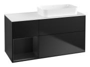 Тумба под раковину Villeroy & Boch Finion 120х50,1 см с подсветкой МДФ черный матовый лак/стекло белое матовое G681PDPD