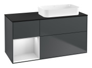 Тумба під раковину Villeroy & Boch Finion 120х50,1 см з підсвічуванням темно-синй матовий лак/скло біле матове F682MTHG