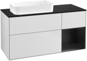 Тумба под раковину Villeroy & Boch Finion 120х50,1 см с подсветкой МДФ белый матовый лак/стекло черное матовое G692PDMT
