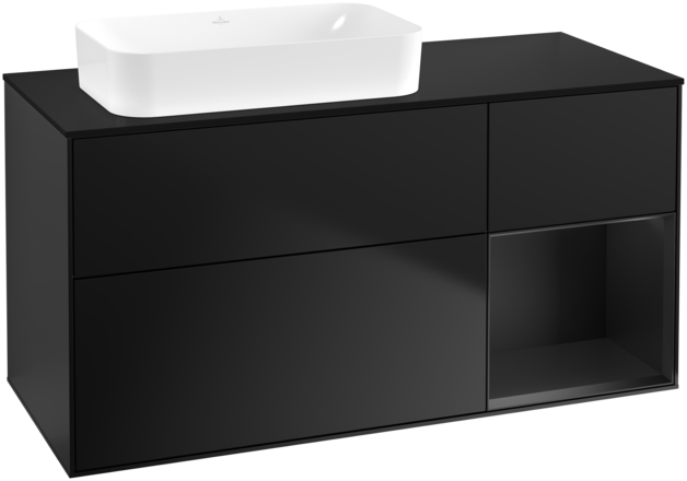 Тумба под раковину Villeroy & Boch Finion 120х50,1 см с подсветкой МДФ черный матовый лак/стекло черное матовое G692PDPD