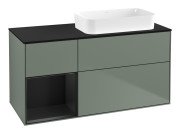 Тумба під раковину Villeroy & Boch Finion 120х50,1 см із підсвічуванням МДФ оливковий матовий лак/скло чорне матове F682PDGM