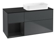 Тумба під раковину Villeroy & Boch Finion 120х50,1 см з підсвічуванням темно-синй матовий лак/скло чорне матове F682PDHG