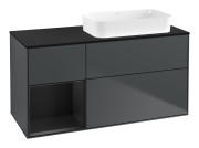Тумба под раковину Villeroy & Boch Finion 120х50,1 см с подсветкой МДФ темно-синий матовый лак/стекло черное матовое F682PDHG