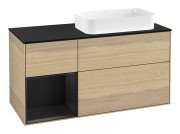 Тумба під раковину Villeroy & Boch Finion 120х50,1 см із підсвічуванням МДФ шпон дуба/скло чорне матове F682PDPC