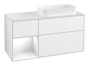 Тумба під раковину Villeroy & Boch Finion 120х50,1 см с подсветкой МДФ білий глянцевий лак/скло біле матове G681GFGF