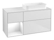 Тумба під раковину Villeroy & Boch Finion 120х50,1 см с подсветкой МДФ білий матовий лак/скло біле матове G681GFMT