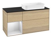 Тумба под раковину Villeroy & Boch Finion 120х50,1 см с подсветкой МДФ шпон дуба/стекло черное матовое F682MTPC