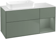 Тумба под раковину Villeroy & Boch Finion 120х50,1 см с подсветкой МДФ оливковый матовый лак/стекло белое матовое G691GMGM