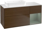 Тумба под раковину Villeroy & Boch Finion 120х50,1 см с подсветкой МДФ шпон грецкого ореха/стекло белое матовое G691GMGN