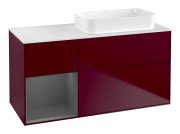 Тумба под раковину Villeroy & Boch Finion 120х50,1 см с подсветкой МДФ пион матовый лак/стекло белое матовое G681GKHB