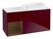 Тумба под раковину Villeroy & Boch Finion 120х50,1 см с подсветкой МДФ пион матовый лак/стекло белое матовое G681GNHB