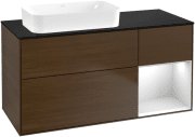 Тумба под раковину Villeroy & Boch Finion 120х50,1 см с подсветкой МДФ шпон грецкого ореха/стекло черное матовое G692MTGN