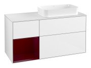 Тумба під раковину Villeroy & Boch Finion 120х50,1 см з підсвічуванням МДФ білий глянцевий лак/скло біле матове G681HBGF