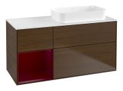 Тумба под раковину Villeroy & Boch Finion 120х50,1 см с подсветкой МДФ шпон грецкого ореха/стекло белое матовое G681HBGN