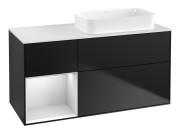 Тумба під раковину Villeroy & Boch Finion 120х50,1 см із підсвічуванням МДФ чорний матовий лак/скло біле матове G681MTPD