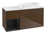 Тумба под раковину Villeroy & Boch Finion 120х50,1 см с подсветкой МДФ шпон грецкого ореха/стекло белое матовое G681PDGN