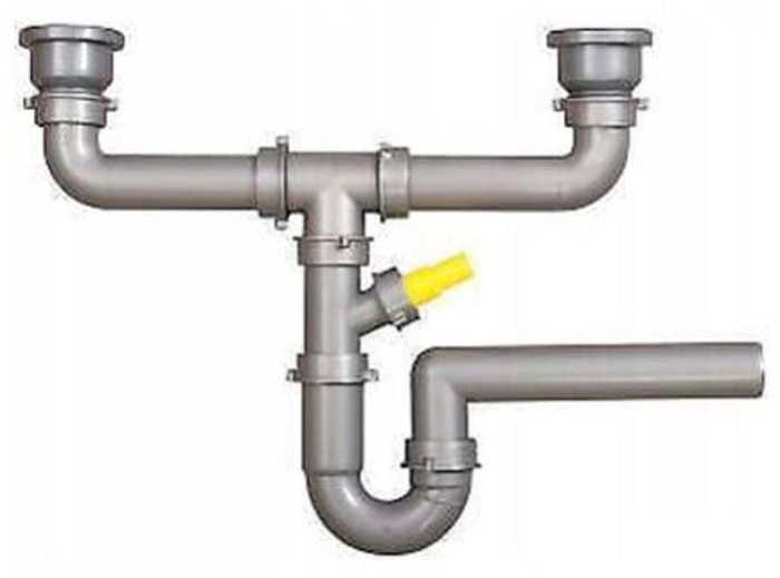 Сифон для подвійних мийок Franke пластик сірий 112.0624.475