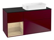 Тумба под раковину Villeroy & Boch Finion 120х50,1 см с подсветкой МДФ пион матовый лак/стекло черное матовое F682PCHB