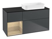 Тумба під раковину Villeroy & Boch Finion 120х50,1 см з підсвічуванням темно-синй матовий лак/скло чорне матове F682PCHG