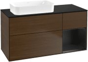 Тумба под раковину Villeroy & Boch Finion 120х50,1 см с подсветкой МДФ шпон грецкого ореха/стекло черное матовое G692PDGN