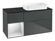 Тумба під раковину Villeroy & Boch Finion 120х50,1 см з підсвічуванням темно-синй матовий лак/скло біле матове F682MTHG