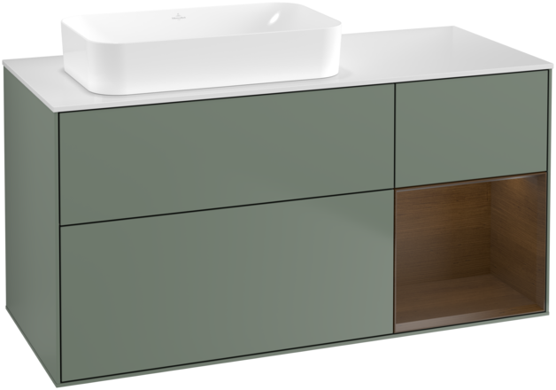 Тумба под раковину Villeroy & Boch Finion 120х50,1 см с подсветкой МДФ оливковый матовый лак/стекло белое матовое G691GNGM