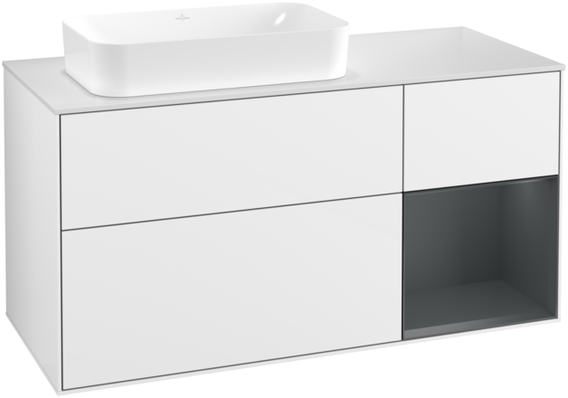 Тумба под раковину Villeroy & Boch Finion 120х50,1 см с подсветкой МДФ глянцевый белый лак/стекло белое матовое G691HGGF