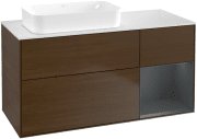 Тумба під раковину Villeroy & Boch Finion 120х50,1 см із підсвічуванням МДФ шпон волоського горіха/скло біле матове G691HGGN
