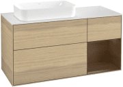Тумба под раковину Villeroy & Boch Finion 120х50,1 см с подсветкой МДФ шпон дуба/стекло белое матовое G691GNPC
