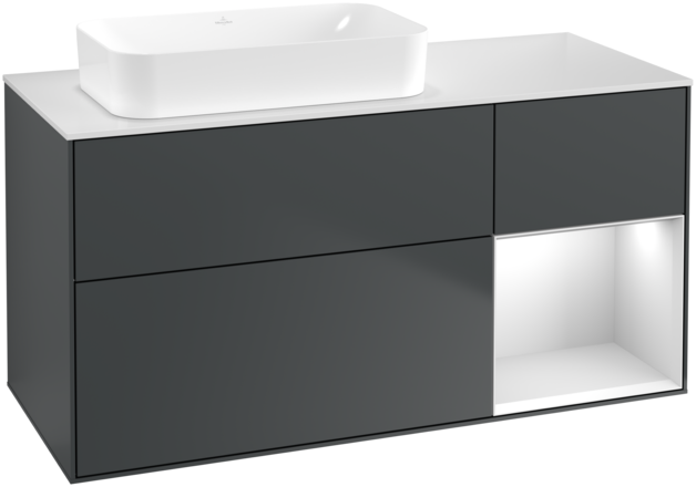 Тумба под раковину Villeroy & Boch Finion 120х50,1 см с подсветкой МДФ темно-синий матовый лак/стекло белое матовое G691MTHG