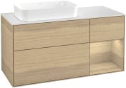 Тумба під раковину Villeroy & Boch Finion 120х50,1 см із підсвічуванням МДФ шпон дуба/скло біле матове G691PCPC