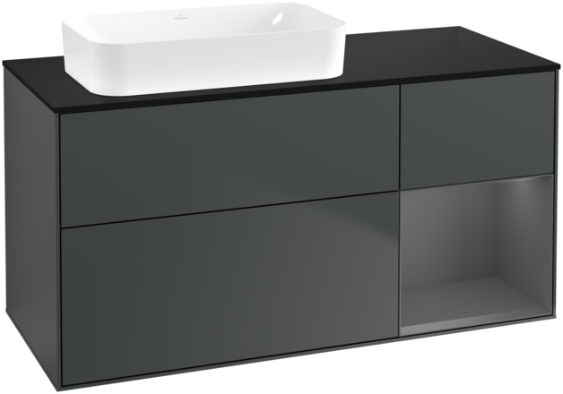 Тумба під раковину Villeroy & Boch Finion 120х50,1 см із підсвічуванням МДФ темно-синій матовий лак/скло чорне матове G692GKHG