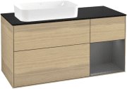 Тумба под раковину Villeroy & Boch Finion 120х50,1 см с подсветкой МДФ шпон дуба/стекло черное матовое G692GKPC
