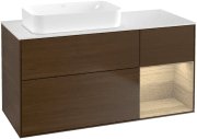 Тумба під раковину Villeroy & Boch Finion 120х50,1 см із підсвічуванням МДФ шпон волоського горіха/скло біле матове G691PCGN