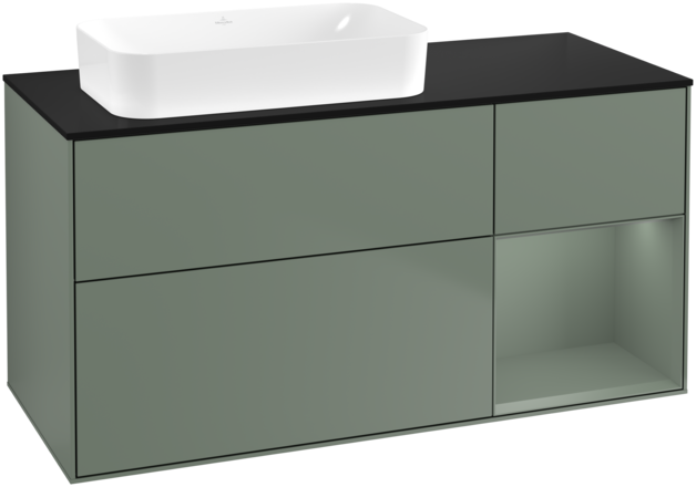 Тумба под раковину Villeroy & Boch Finion 120х50,1 см с подсветкой МДФ оливковый матовый лак/стекло черное матовое G692GMGM