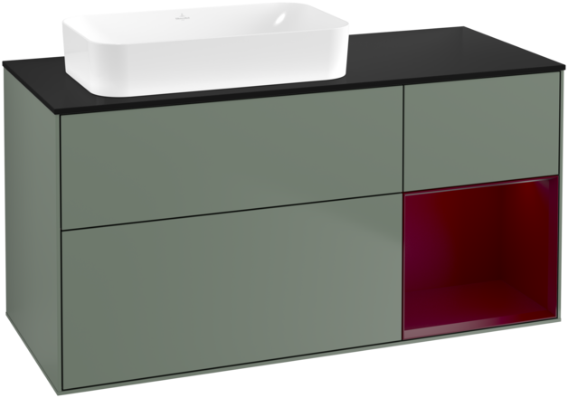 Тумба под раковину Villeroy & Boch Finion 120х50,1 см с подсветкой МДФ оливковый матовый лак/стекло черное матовое G692HBGM