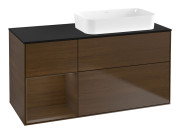 Тумба под раковину Villeroy & Boch Finion 120х50,1 см с подсветкой МДФ шпон грецкого ореха/стекло черное матовое G682GNGN