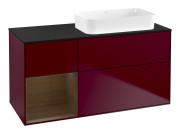 Тумба под раковину Villeroy & Boch Finion 120х50,1 см с подсветкой МДФ пион матовый лак/стекло черное матовое G682GNHB