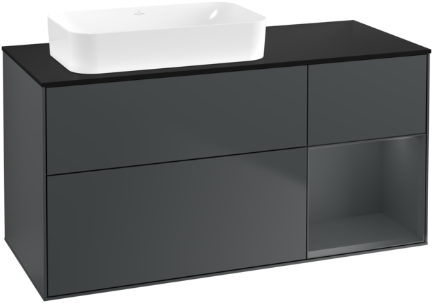 Тумба под раковину Villeroy & Boch Finion 120х50,1 см с подсветкой МДФ темно-синий матовый лак/стекло черное матовое G692HGHG