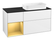 Тумба под раковину Villeroy & Boch Finion 120х50,1 см с подсветкой МДФ глянцевый белый лак/стекло черное матовое G682HFGF