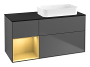 Тумба под раковину Villeroy & Boch Finion 120х50,1 см с подсветкой МДФ антрацит матовый лак/стекло черное матовое G682HFGK