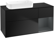 Тумба под раковину Villeroy & Boch Finion 120х50,1 см с подсветкой МДФ черный матовый лак/стекло черное матовое G692HGPD